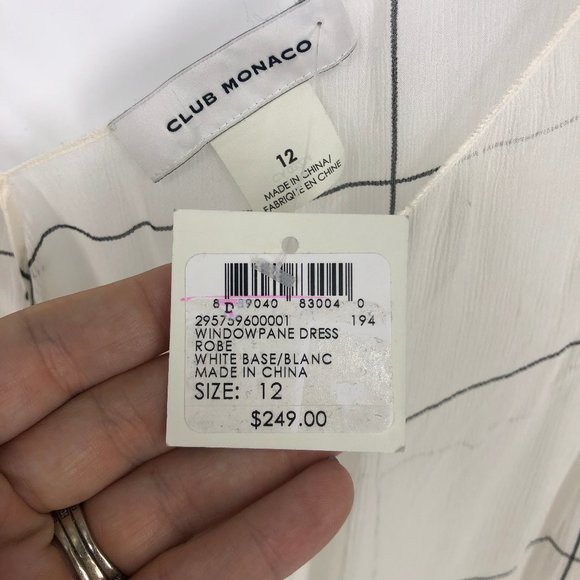 Club Monaco Windowpane Sheer Flounce Dress 12 - Picture 2 of 5
